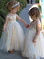 Shimmering Sequin Lace & Tulle Square Neckline Ball Gown Flower Girl Dresses FD030