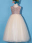 Sparkly Sequin Lace & Tulle Scoop Neckline Floor-length Ball Gown Flower Girl Dresses FD042