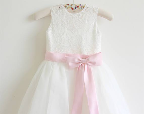 BohoProm Flower Girl Dresses Wonderful Lace & Tulle Jewel Neckline knee-length A-line Flower Girl Dresses FD012