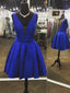 A-line Deep-V Mini Satin Simple Homecoming Dresses 2777