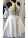 BohoProm homecoming dresses A-line Halter Mini Satin Lace Rhine Stone Homecoming Dresses 2779