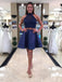 BohoProm homecoming dresses A-line Halter Mini Satin Short Royal Blue Homecoming Dresses With Beading APD2738