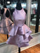 BohoProm homecoming dresses A-line Halter Mini Satin Simple Open-Back Homecoming Dresses 2805