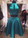 BohoProm homecoming dresses A-line Halter Mini Satin Simple Two Piece Homecoming Dresses APD27011