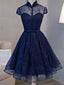 A-line High-Neck Mini Tulle Short Homecoming Dresses HX00171