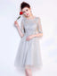 A-line Illusion Mini Tulle Lace Wedding Guest Dresses ASD2578
