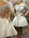 BohoProm homecoming dresses A-line Off-Shoulder Mini Organza Rhine Stone Beaded Homecoming Dresses SWD011
