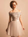 BohoProm homecoming dresses A-line Off-Shoulder Mini Tulle Appliqued Beaded Homecoming Dresses APD2644