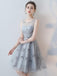 BohoProm homecoming dresses A-line Scoop-Neck Mini Tulle Gray Homecoming Dresses ASD26954