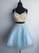 BohoProm homecoming dresses A-line Spaghetti Strap Mini Tulle Short Sequined Homecoming Dresses APD2662