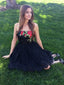 A-line  Straight Across Mini Lace Appliqued Black Homecoming Dresses 2768