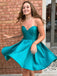 BohoProm homecoming dresses A-line Sweetheart Mini Satin Short Jade Simple Homecoming Dresses APD2761