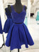 BohoProm homecoming dresses A-line Sweetheart Mini Satin Short Royal Blue Homecoming Dresses With Rhine Stones APD2723