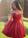 BohoProm homecoming dresses A-line Sweetheart Mini Satin Short Simple Red Homecoming Dresses APD2698
