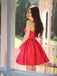 BohoProm homecoming dresses A-line Sweetheart Mini Satin Short Simple Red Homecoming Dresses APD2698