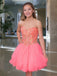 BohoProm homecoming dresses A-line Sweetheart Mini Tulle Watermelon Homecoming Dresses With Sequins ABC00036