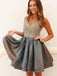 BohoProm homecoming dresses A-line V-neck Mini Taffeta Short Homecoming Dresses With Sequins APD2645