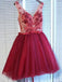 BohoProm homecoming dresses A-line V-neck Mini Tulle Short Beaded Homecoming Dresses HX00173