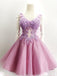 BohoProm homecoming dresses Beautiful Tulle V-neck Neckline A-line Homecoming Dresses With Flowers HD192