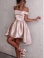 Chic Satin Off-the-shoulder Neckline Hi-lo A-line Homecoming Dresses HD146