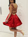 BohoProm homecoming dresses Chic Satin Spaghetti Straps Neckline A-line Homecoming Dresses With Beadings HD046