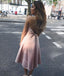 BohoProm homecoming dresses Chic Satin Spaghetti Straps Neckline Tea-length A-line Homecoming Dresses HD112
