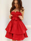 Cute Satin Strapless Neckline A-line Homecoming Dresses With Bowknot HD051