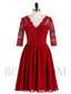 Delicate Lace & Chiffon V-neck Neckline Half Sleeves A-line Homecoming Dresses HD154
