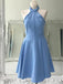 BohoProm homecoming dresses Delicate Stretch Satin High-neck Neckline A-line Homecoming Dresses With Pleats HD072
