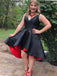 BohoProm homecoming dresses Elegant Satin V-neck Neckline Hi-lo A-line Homecoming Dresses HD156