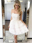 Elegant Tulle Strapless Neckline Short Length A-line Homecoming Dresses With Appliques HD050