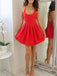 BohoProm homecoming dresses Excellent Satin Spaghetti Straps Neckline A-line Homecoming Dresses With Pleats HD035