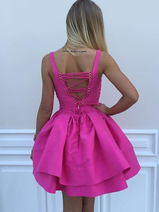BohoProm homecoming dresses Excellent Satin V-neck Neckline Short Length Ball Gown Homecoming Dress HD100