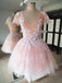 BohoProm homecoming dresses Exquisite Tulle V-neck Short A-line Homecoming Dresses With Appliques HD123