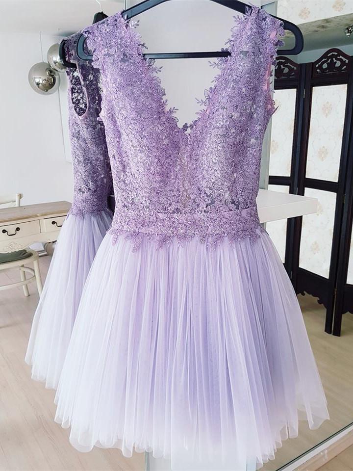 BohoProm homecoming dresses Fabulous Tulle V-neck Neckline Short Length A-line Homecoming Dresses HD130