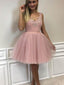 Fantastic Tulle V-neck Neckline Ball Gown Homecoming Dresses With Appliques HD040