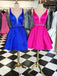 BohoProm homecoming dresses Fashionable Satin V-neck Neckline A-line Homecoming Dresses With Beadings HD037
