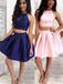 BohoProm homecoming dresses Glamorous Satin Jewel Neckline 2 Pieces A-line Homecoming Dress HD057