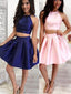 Glamorous Satin Jewel Neckline 2 Pieces A-line Homecoming Dress HD057