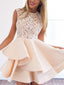 Glamorous Satin Jewel Neckline Short Length A-line Homecoming Dress HD032