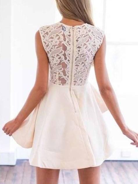 BohoProm homecoming dresses Glamorous Satin Jewel Neckline Short Length A-line Homecoming Dress HD032