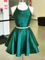 Gorgeous Satin Halter Neckline Short Length A-line Homecoming Dresses With Beadings HD108