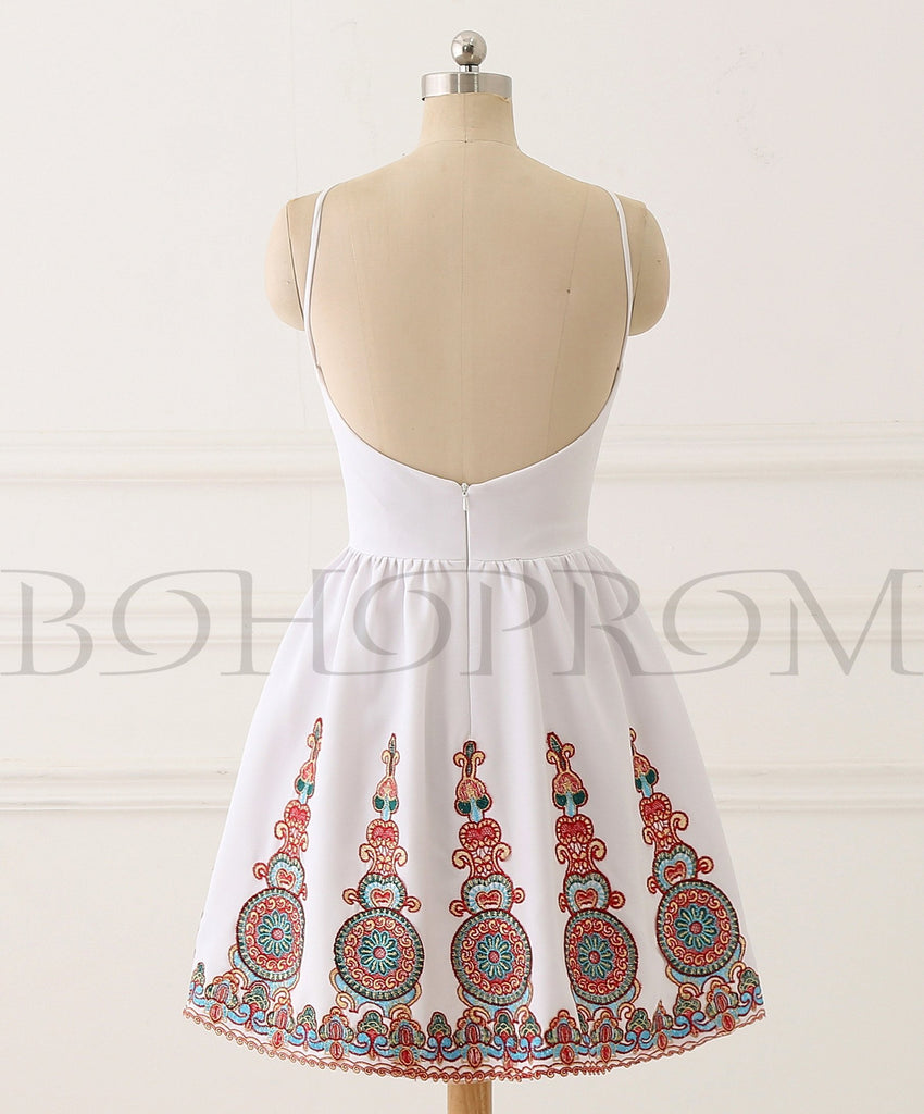 BohoProm homecoming dresses Graceful Satin Halter Neckline Short A-line Homecoming Dresses HD187