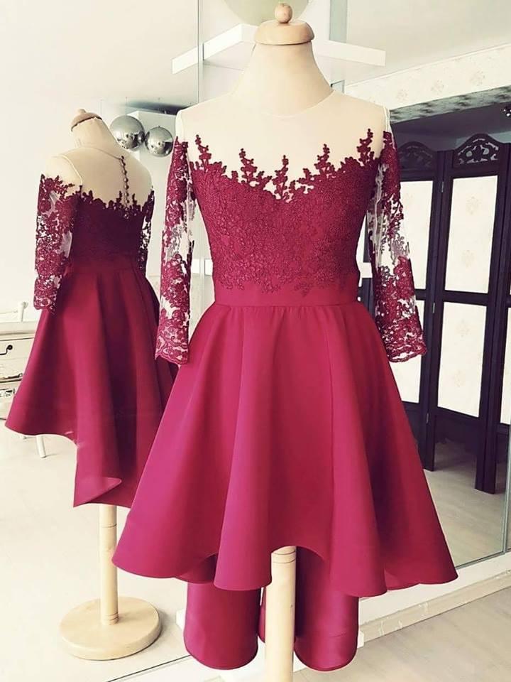 BohoProm homecoming dresses Marvelous Chiffon Jewel Neckline 3/4 Sleeves A-line Homecoming Dresses HD126