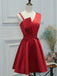 BohoProm homecoming dresses Marvelous Satin V-neck Neckline A-line Homecoming Dresses HD177