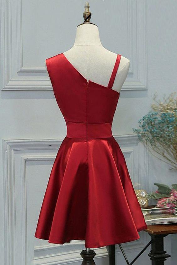 BohoProm homecoming dresses Marvelous Satin V-neck Neckline A-line Homecoming Dresses HD177