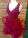 BohoProm homecoming dresses Modern Organza V-neck Neckline A-line Homecoming Dresses With Beaded Appliques HD016