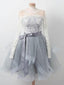 Modest Tulle Scoop Neckline Ball Gown Wedding Guest Dresses WG010
