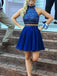 BohoProm homecoming dresses Outstanding Chiffon High-neck Neckline 2 Pieces A-line Homecoming Dresses With Sequins HD083