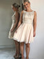 Popular Chiffon Bateau Neckline A-line Homecoming Dresses With Beaded Appliques HD144